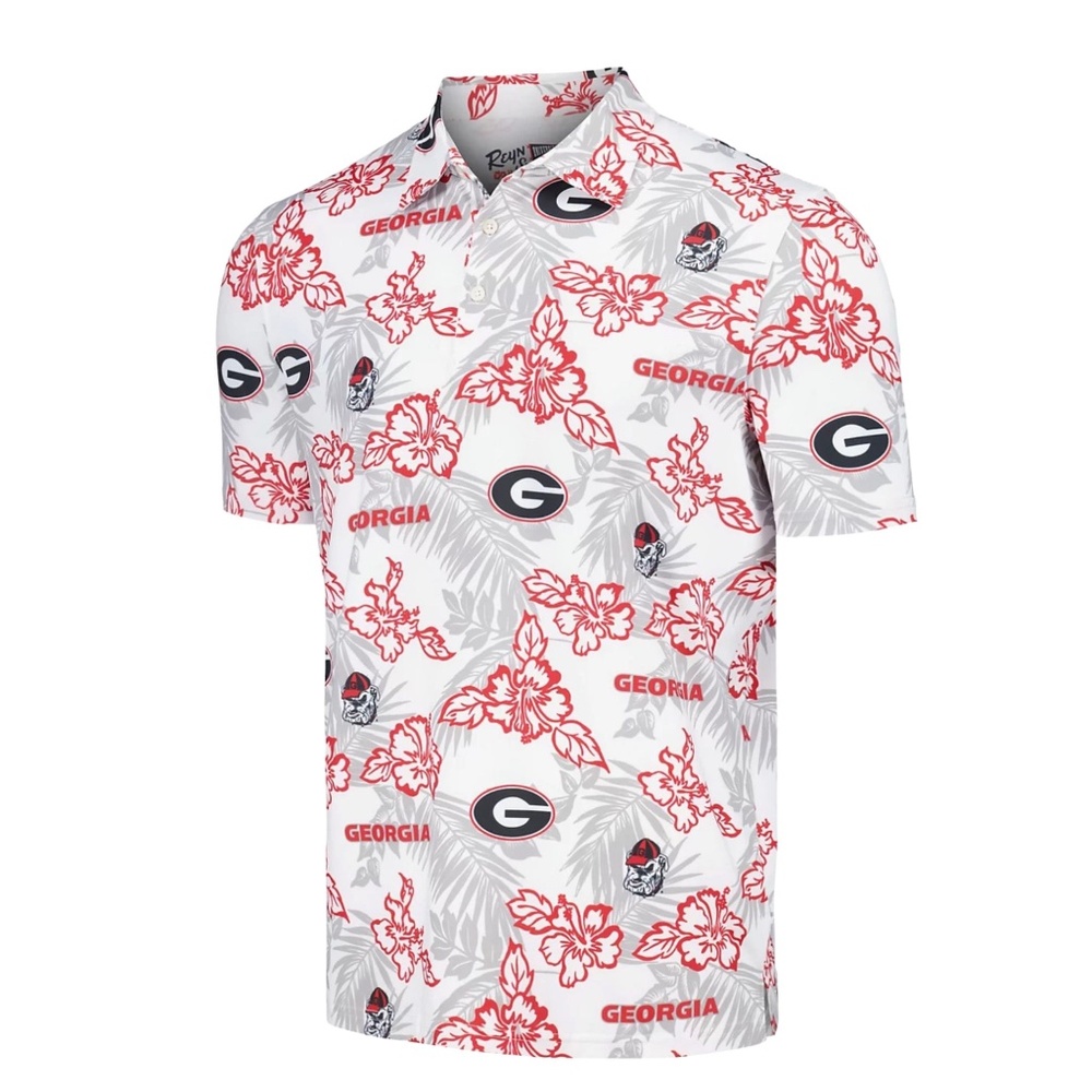 REYN SPOONER Men's White Georgia Bulldogs Performance Polo SIZE M